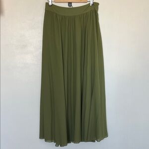 Anthropologie Olive A-line Flowy Maxi Skirt
